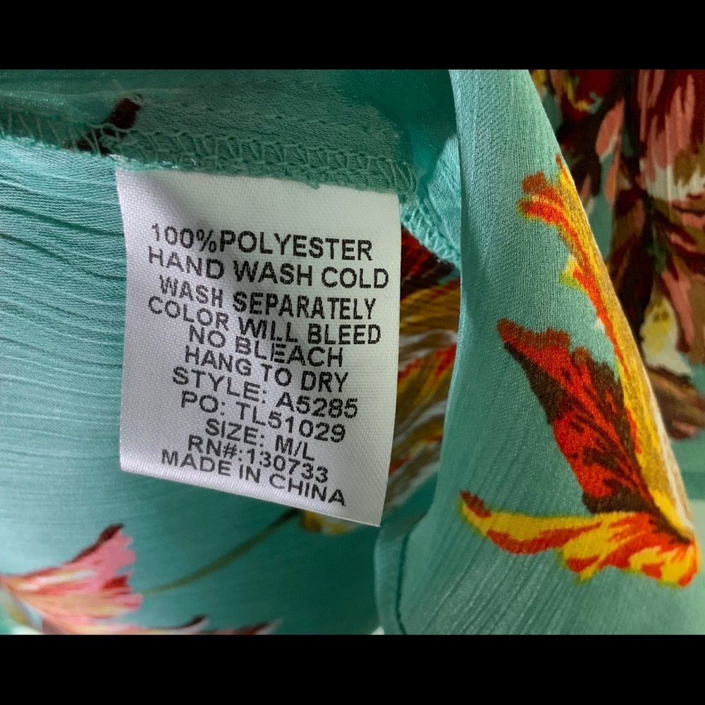 5️⃣2️⃣ Umgee Womens Kimono Mint Green Size M/L Medium Large Floral Flowe… - Picture 4 of 4